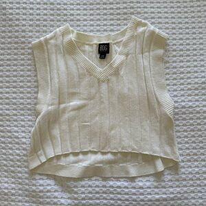BDG White Ribbed Knit Sweater Vest